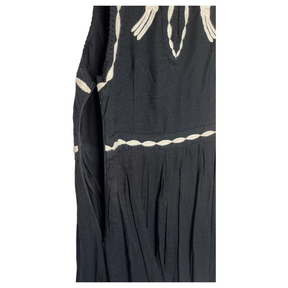 Free People Dress Womens 2 Delightful Birds Of A Feather Embroidered Flare Black - Picture 15 of 16